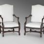 A Pair of French Walnut Fauteuil Armchairs, 19th C