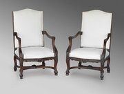 A Pair Of French Walnut Fauteuil Armchairs, 19th C