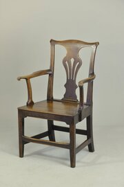 A Chippendale Style Armchair In Fruitwood  C1800