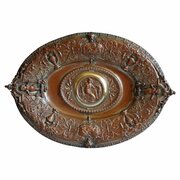Dish Bowl Oval Copper Brass Plaque Diana 19th C