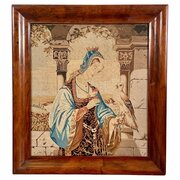 Hunting Falconry Wool Tapestry Female Portrait, C1890