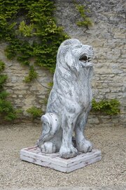 Lion Sculpture Carved Wood Life Size 20th Century