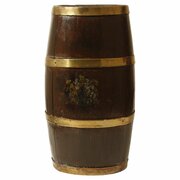 Oak Barrel Umbrella Stand, Brass Braces, 19th C