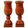 Oak Turned Urn Stem Spill Vases, Pair C1880