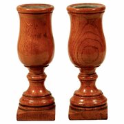 Oak Turned Urn Stem Spill Vases, Pair C1880