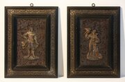 Pair Of White Metal & Gilded Bronze Relief Plaques 