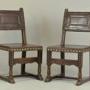 Spanish Leather Upholstered Oak Chairs - Set Of 6