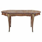 Serpentine Desk Burr Walnut Ormolu Table, 19th C