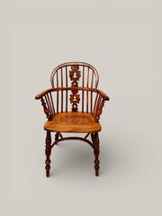 A Windsor Low Back Armchair In Yew And Fruitwood With EC1860