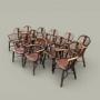Windsor Low-Back Armchairs in Ash & Elm, Set of 12
