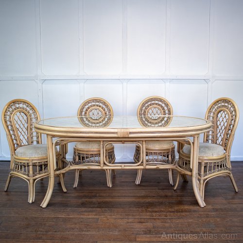 Antiques Atlas Large Glass Topped Bamboo Table And Chairs