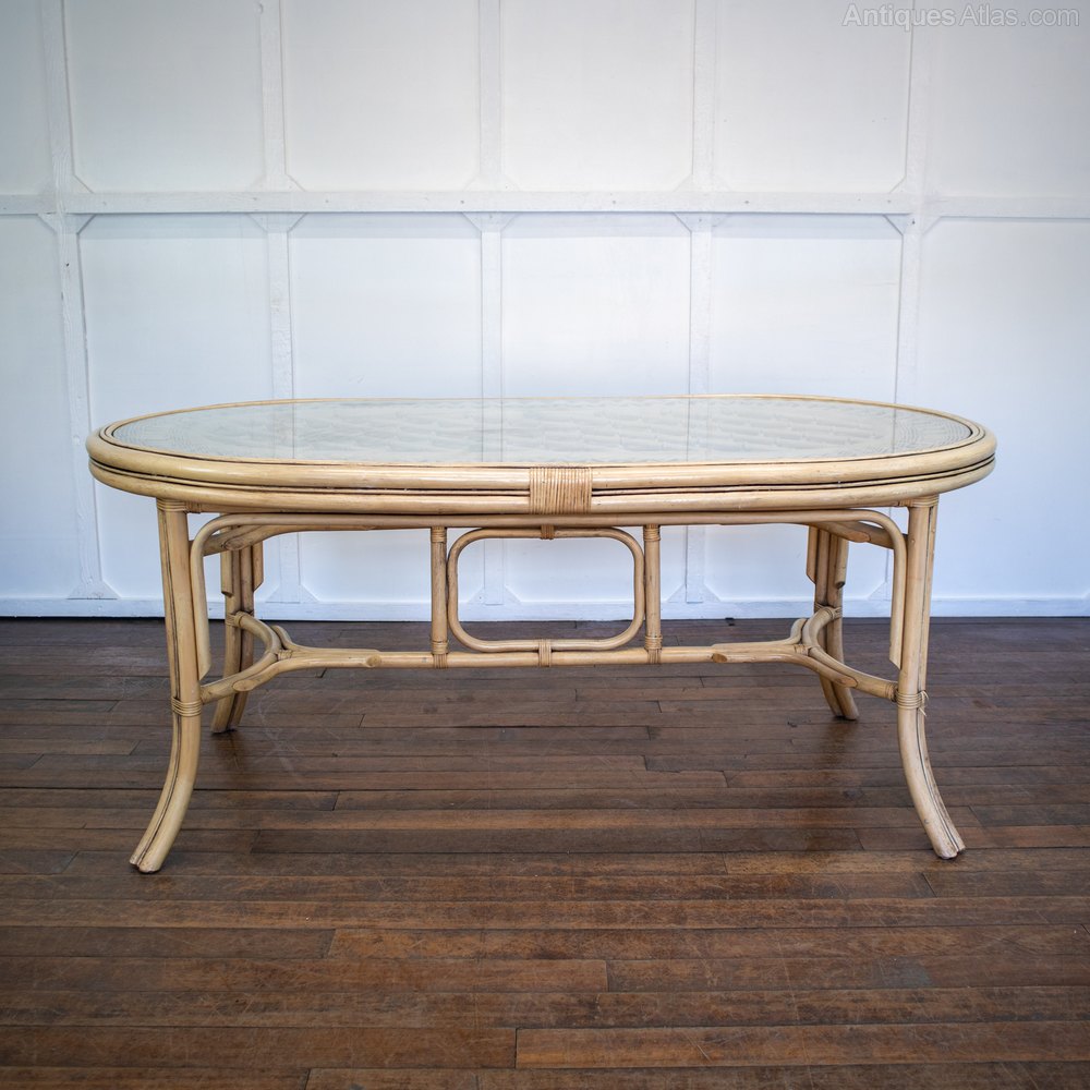 Antiques Atlas Large Glass Topped Bamboo Table And Chairs