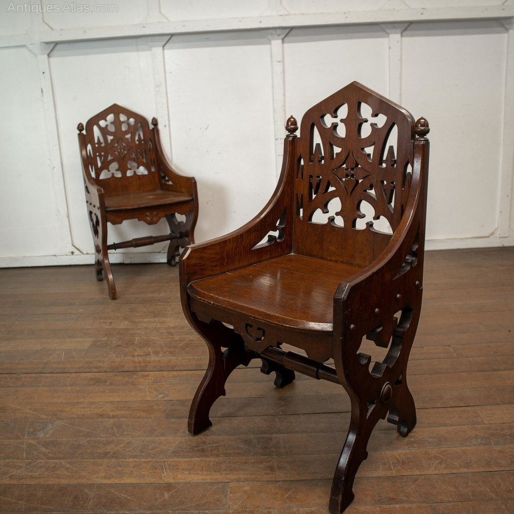 Solid Oak Gothic Style Chairs Antiques Atlas