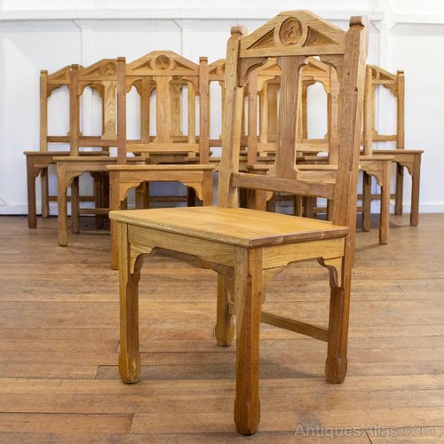 Set Of 4 Oak Worcester Cathedral Chairs Antiques Atlas