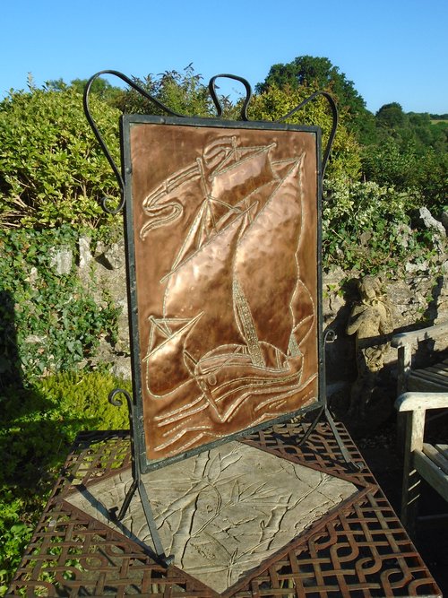 Arts Crafts Cornish Copper Fire Screen Redhouse Antiques