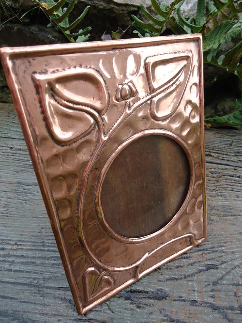 Arts & Crafts copper photo frame. F & J Pool
