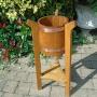Arts & Crafts oak copper bound bucket planter