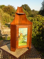 Arts & Crafts Oak Cupboard With Dutch Scene Tile