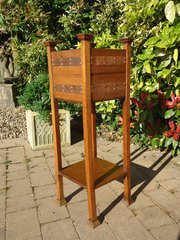 Arts & Crafts Oak Planter With Copper Overlay