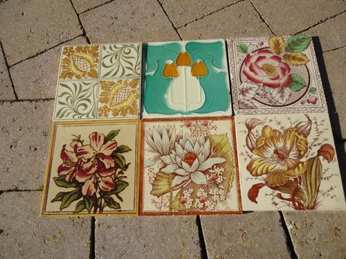 Collection of six Edwardian tiles