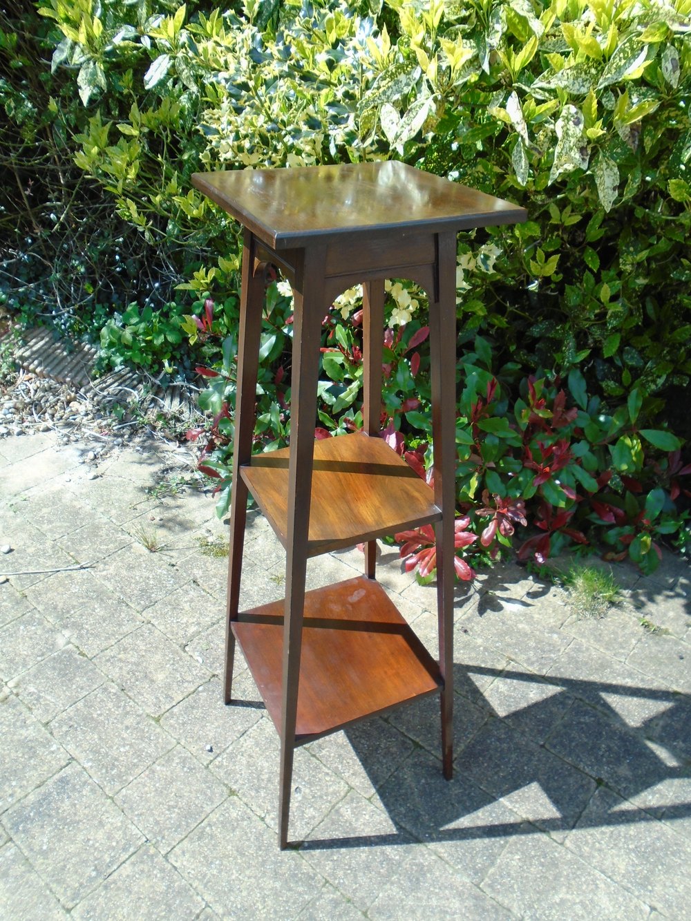 Elegant Mahogany Tall Three Tiered Plant Stand Redhouse Antiques