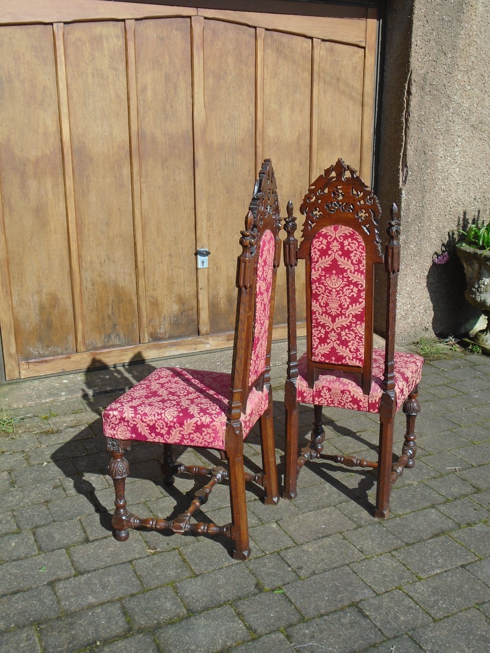 Pair Gothic Revival Finely Carved High Back Chairs Antiques Atlas