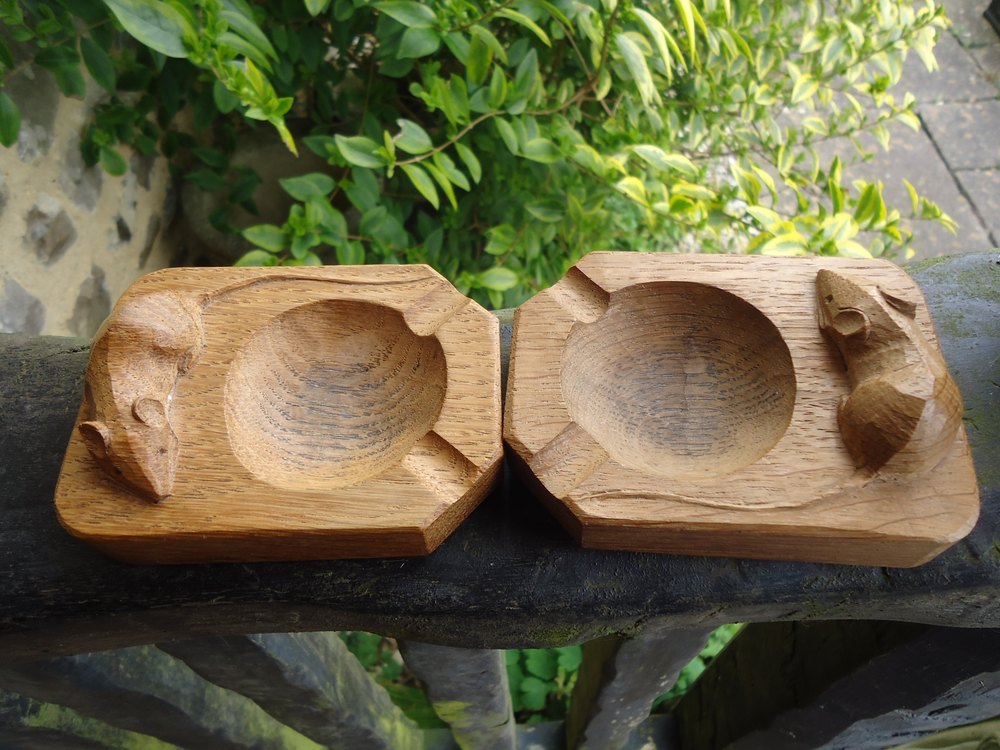 Antiques Atlas Pair Of Vintage Mouseman Pin Trays Or Ashtrays