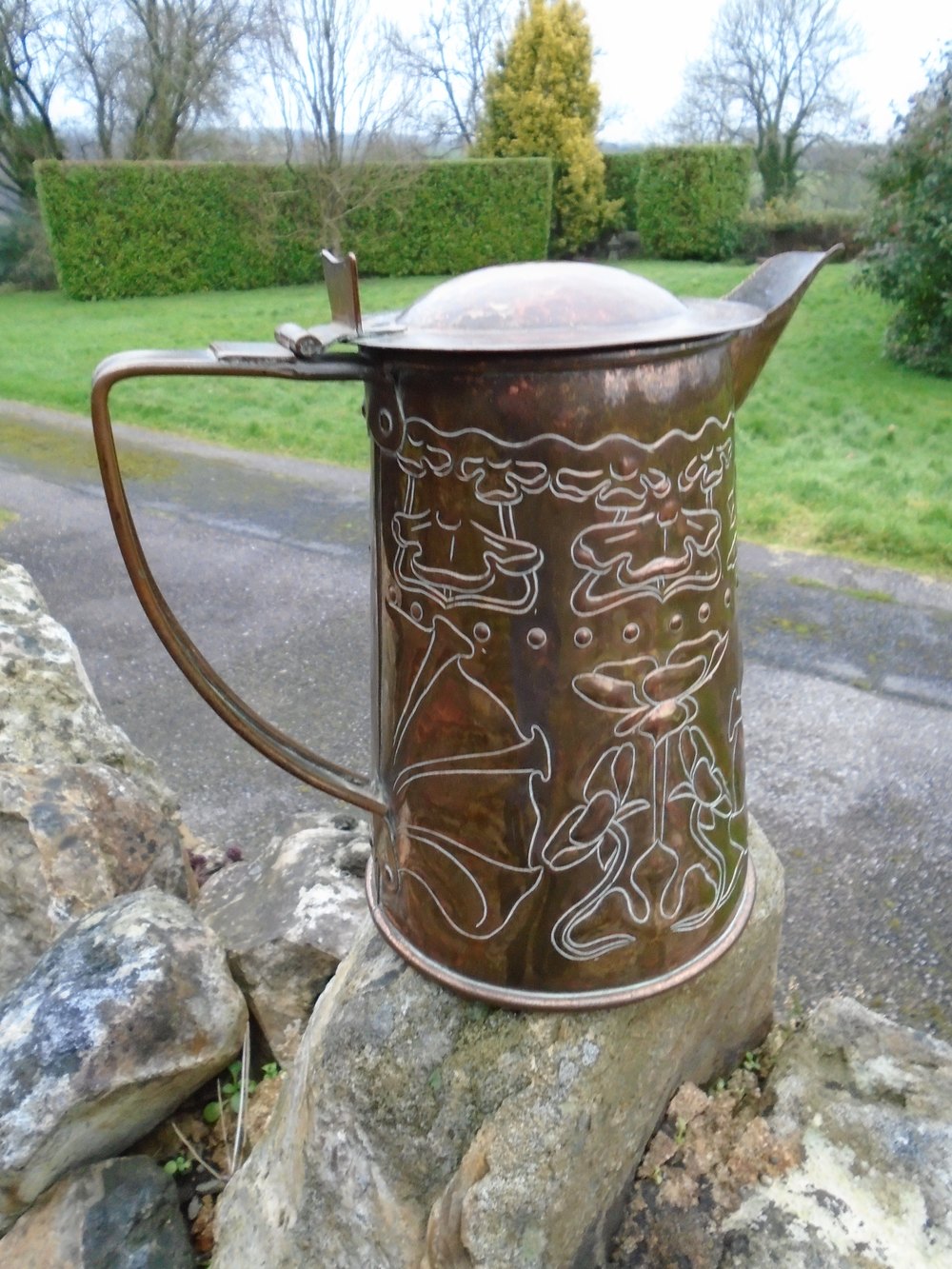 Unusual Arts Crafts Copper Lidded Jug Redhouse Antiques