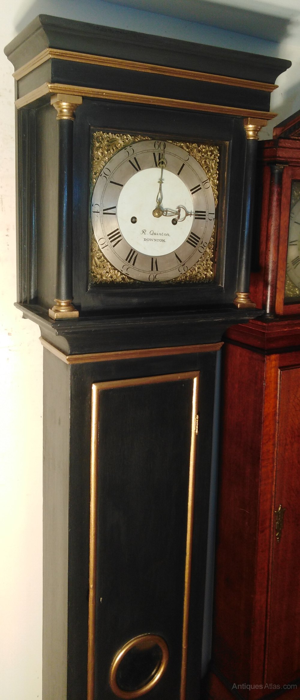 Antiques Atlas 8 DAY BRASS DIAL "DOWNTON " LONGCASE CLOCK
