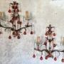 French Wall Lights With Amber & Crystal Drops