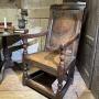 A North country 17th century oak wainscot armchair
