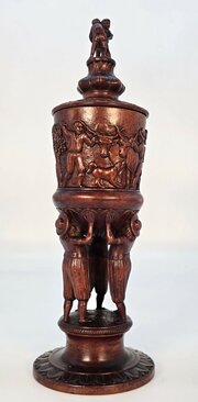 19th C Swiss Brienz Carved Walnut Lidded Chalice