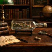 A Folk Art Ship In A Bottle Diorama Dated 1922