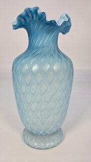 A Large Victorian Blue Satin Glass Vase,Circa 1880