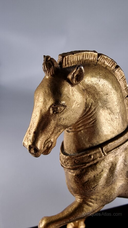 Antiques Atlas - A Pair Of Grand Tour Gilt Bronze Horses C 1900