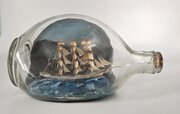A Ship In Bottle With Folk Art Diorama C1930