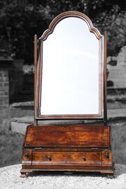 Figured Walnut Table Mirror With A Bureau Fitment 