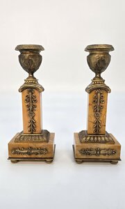 Pair Of French Empire Marble Candlesticks C1830