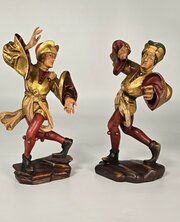 Polychrome And Gilt Painted Jester Figures C1930