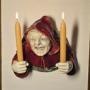 Pottery monk wall hanging candelabra C1910