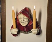 Pottery Monk Wall Hanging Candelabra C1910