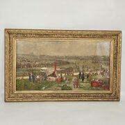  Silk Needlework Depicting Epsom Park Horse Track 