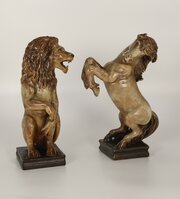 The Lion And Unicorn Art Pottery Figures C1945
