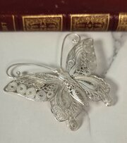 Vintage Silver Filigree Butterfly Brooch C1930