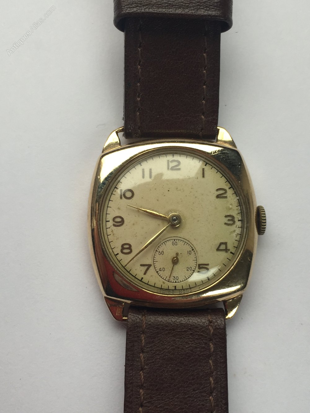 Antiques Atlas Vintage 9CT Gold Swiss 15 Jewel Watch,