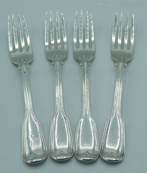 Antiques Atlas Set Of Four Silver Dessert Forks, Adams / C