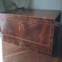 Late Georgian flame mahogany sewing, jewellery box