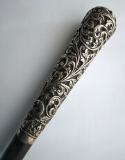 Walking Cane, Indian Silver Handle