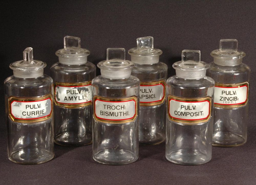 Antiques Atlas 6 Large Apothecary Bottles