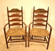 Dutch painted ladder back chairs